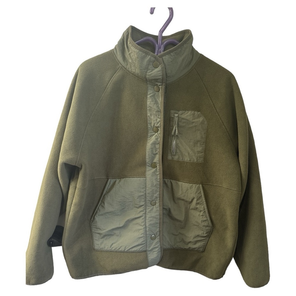 Te Verde green button down fleece jacket size large